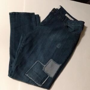 Plus size patched roll up skinny jeans